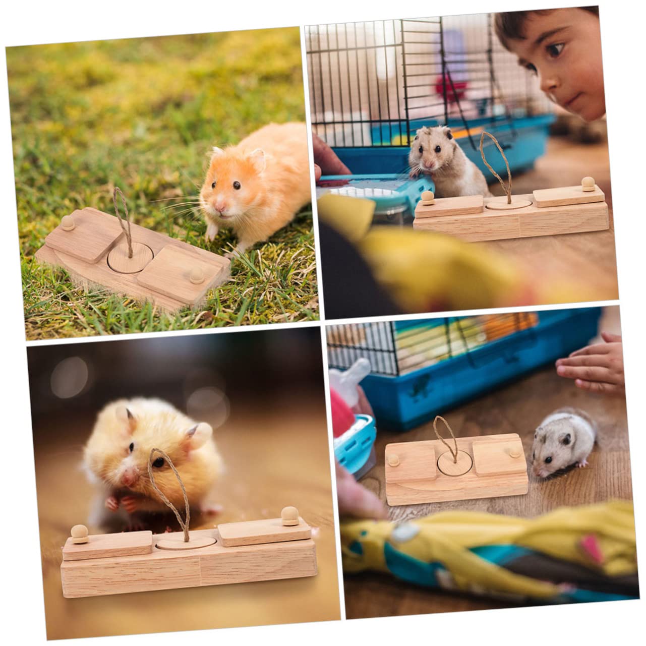 Happyyami Jouet de Recherche de Nourriture pour Hamster en Bois 2 Pièces | Décors pour Cage, Cachettes à Friandises, Lot Compact pour Exploration et Occupation