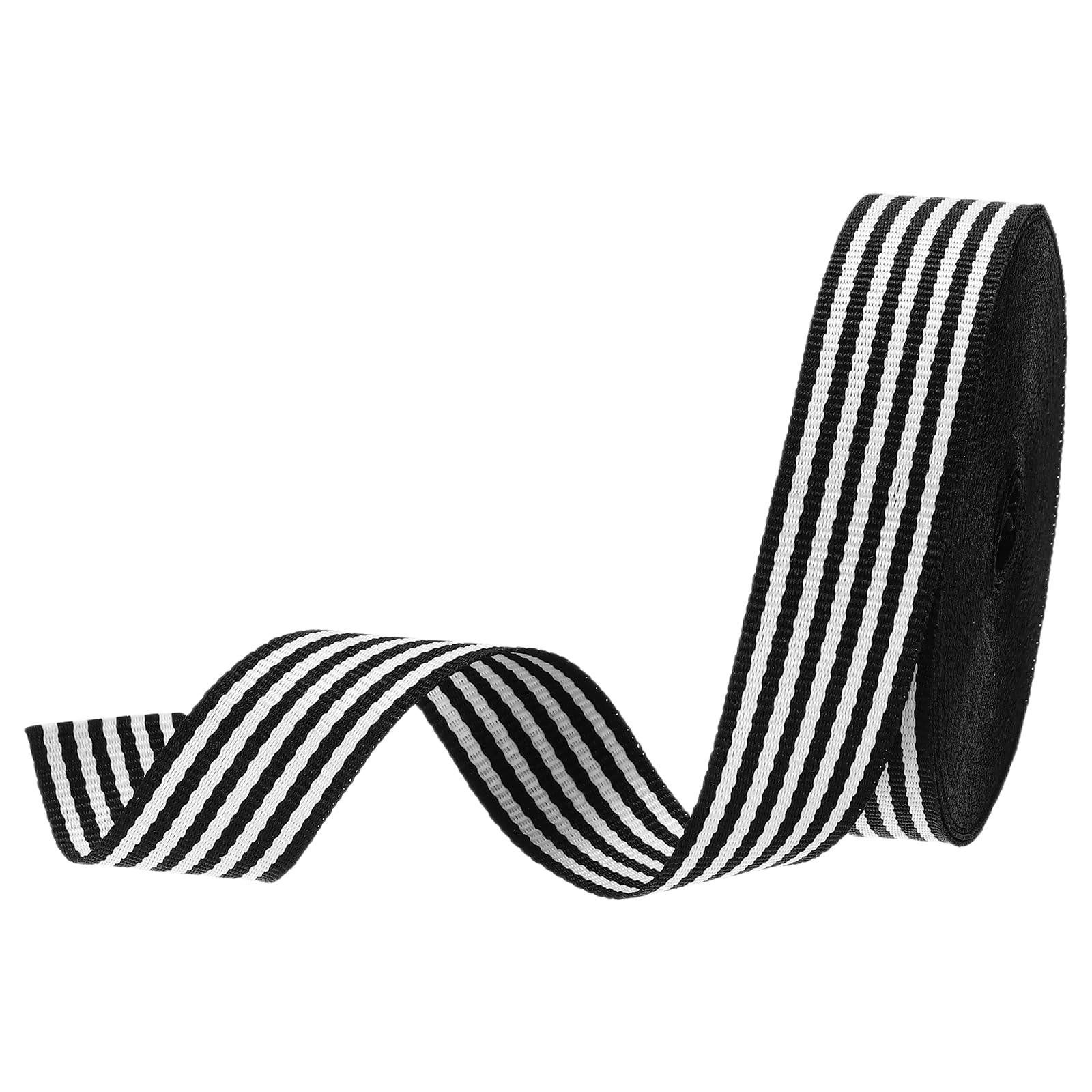 PATIKIL 3/4" Black and White Striped Grosgrain Ribbon, 10 Yard Polyester Fabric Stripe Craft Ribbon Double Faced Design for Bow Gift Wrapping DIY Making Christmas Decorations