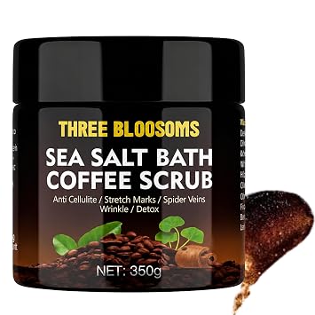 Coffee Scrub Body Exfoliator | 350g Anti Cellulite, Anti aging, Removes Dark Circles, Wrinkles | Spa-at-Home | contains Coffe-Seeds, Sea Salt, Coconut Oil, Leaf Extracts 350g, Coffee Scrub
