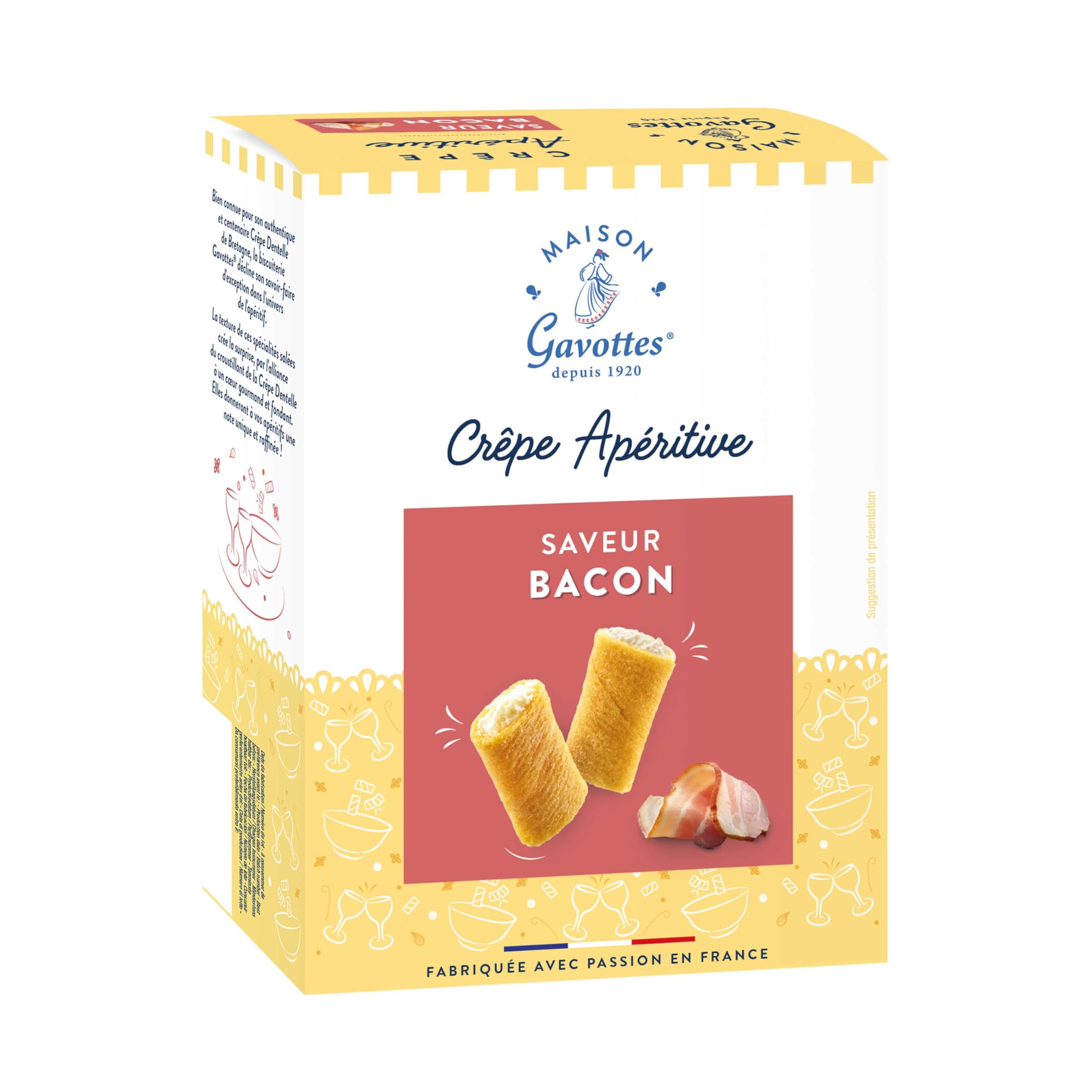 Maison Gavottes - Small filled crepes with cheddar and bacon - millcrepes - 110 g, quantity: 6 pieces