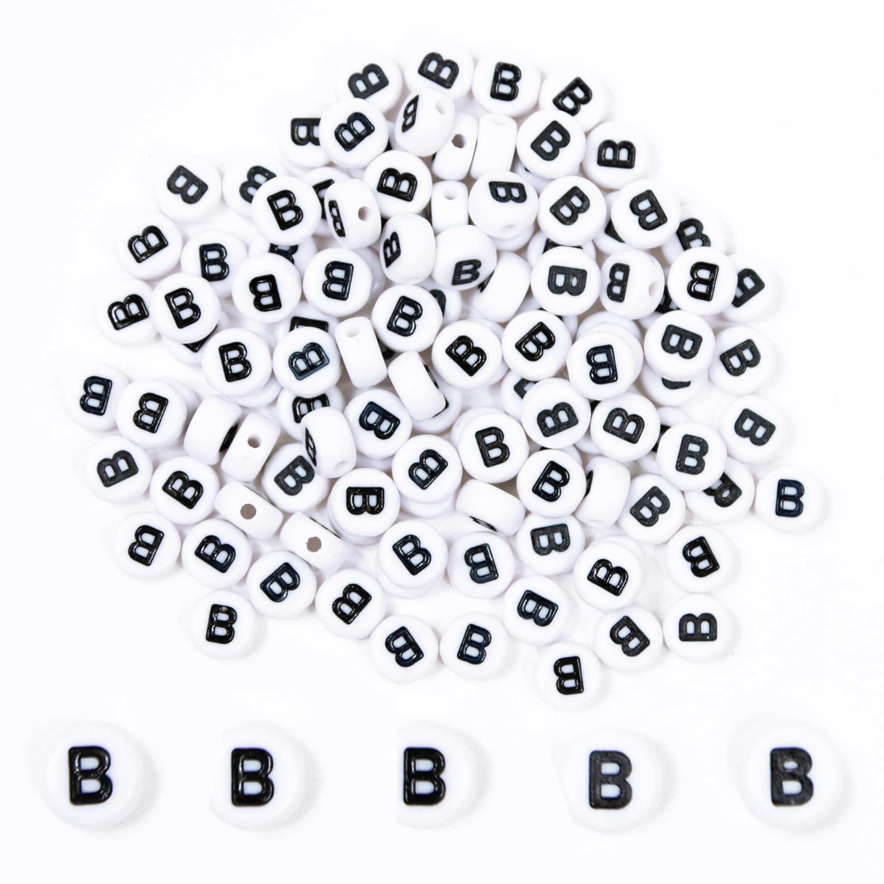 MiuCo 500 Stück Buchstabenperlen J zum Armbänder, Rund Buchstaben Perlen für Auffädeln, Alphabet Perlen Set, Letter Beads Bastelset für Armband Haarband Schmuck Basteln