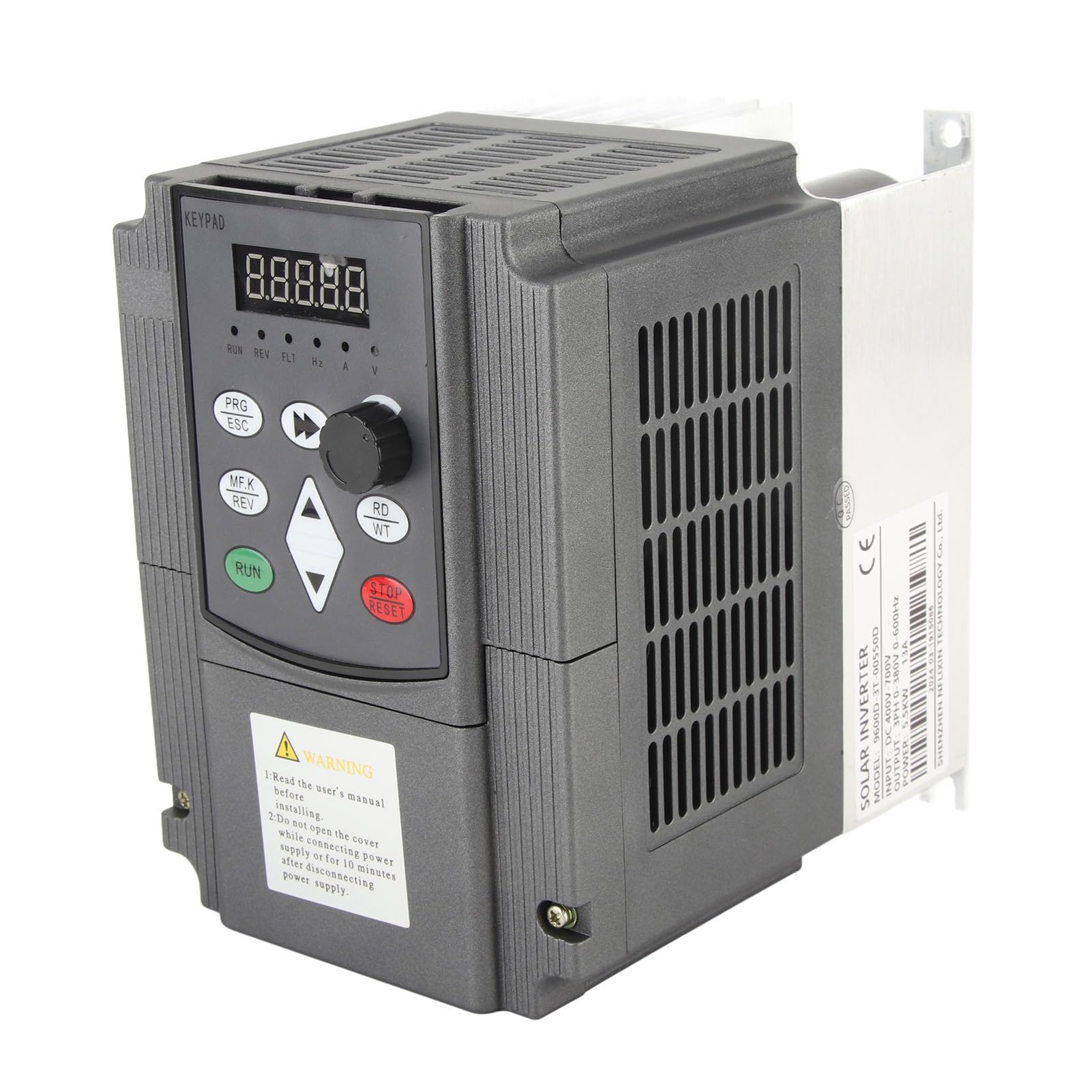 FTVOGUE NFLIXIN Azionamento a Frequenza Variabile Solare Fotovoltaico, Inverter VFD in Alluminio ABS 5,5KW 380V, Ingresso DC400-700V Uscita Trifase, per Controllo Elettrico Motore Monofase