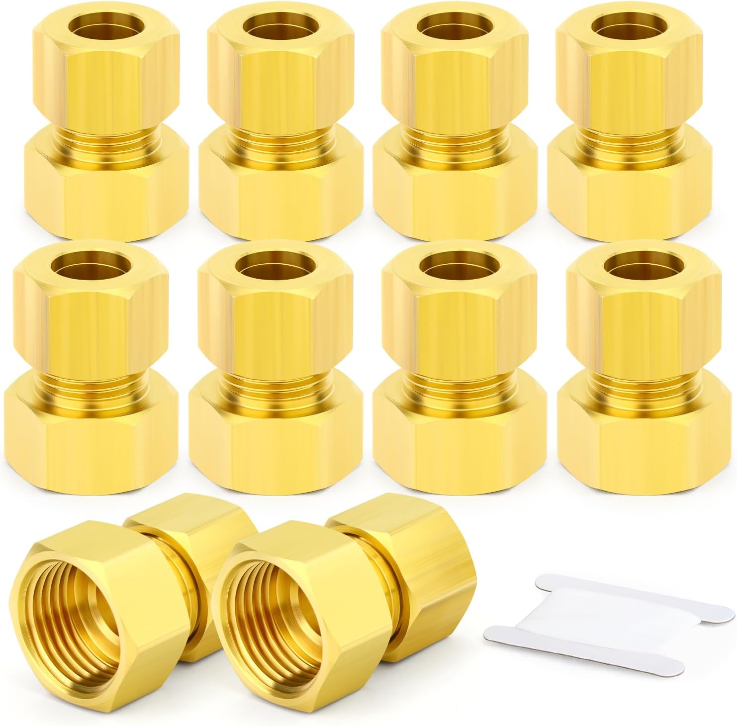 TAILONZ PNEUMATIC Brass Compression Hose Fitting, 8mm Tube OD x 1/4" BSP Female Connector (Pack of 10)