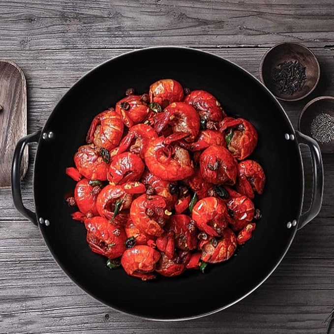 Wok de hierro fundido antiadherente para salteados, 53 cm miniatura 2