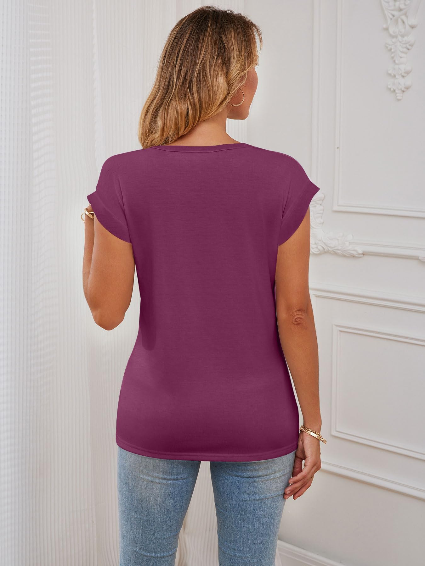 AirMood Maglietta da donna estiva casual con maniche ad aletta