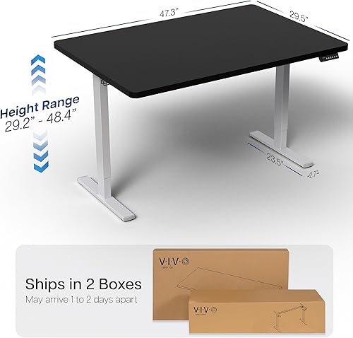 Vista 350 de VIVO DESK-KIT-1W6G - Escritorio eléctrico de pie de 60 x 24 pulgadas, ajuste de altura de memoria, serie 1B, parte superior de nogal oscuro de una