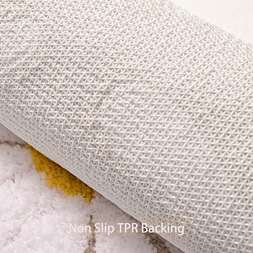 Miniatura 5 de QJHOMO Alfombras de inodoro en forma de U, tapete de baño beige con bonito contorno de margaritas, grueso y suave, lavable a máquina, tapetes de