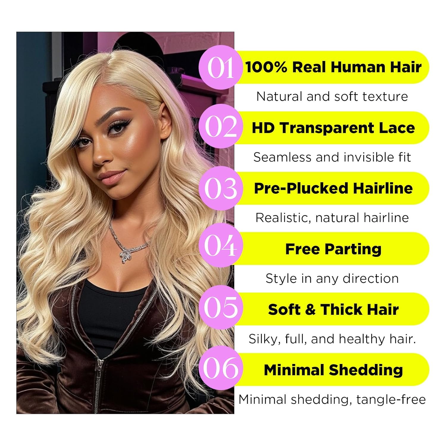 613 13X6 Lace Front Wig Human Hair Body Wave 200 Density HD Lace Front Wigs Human Hair Blonde Wig Human Hair Glueless Wigs Human Hair Pre Plucked Pre Cut 613 HD Lace Frontal Wig 13x6 for Women 24 Inch