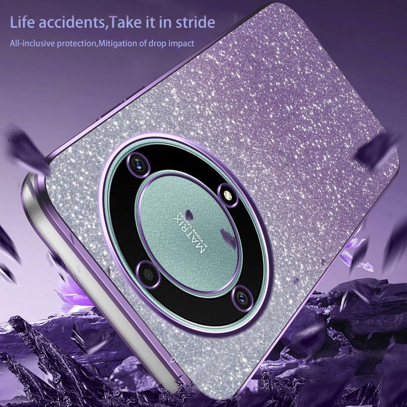 PanXCase Glitter Cover per Honor Magic6 Lite/Honor Magic 6 Lite - Custodia Trasparente Bling Disegni Elegante Brillantini Ultra Sottile Antiurto Ragazza Donna Cover (Blu