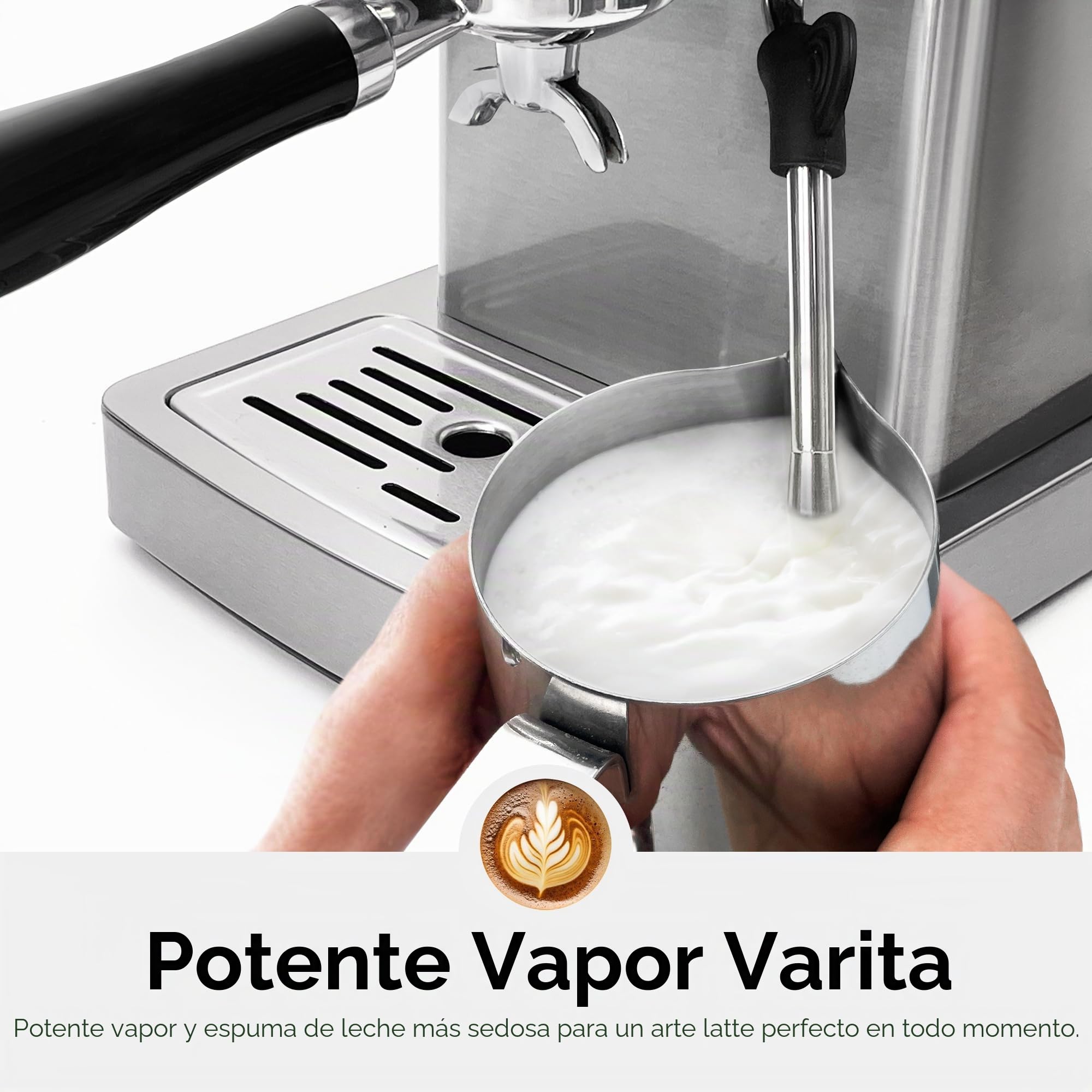 HIBREW H10A - Máquina espresso de 58 mm, cuerpo de acero inoxidable con espumador de leche, ajustes personalizables, pantalla inteligente + manómetro de 20 bares