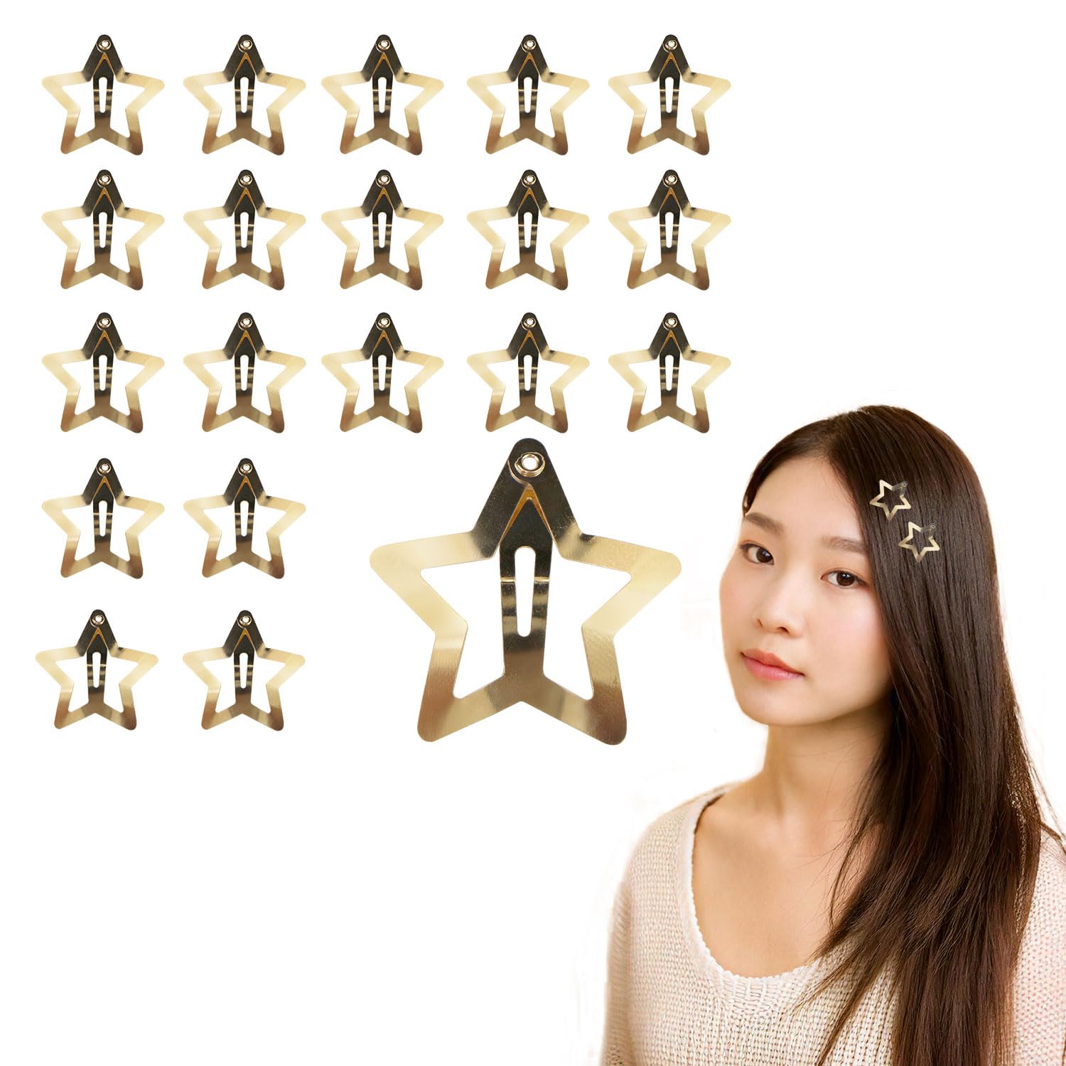 Amazon.co.jp: ヘアクリップ パッチンピン 星 五芒星 33mm 20個入り