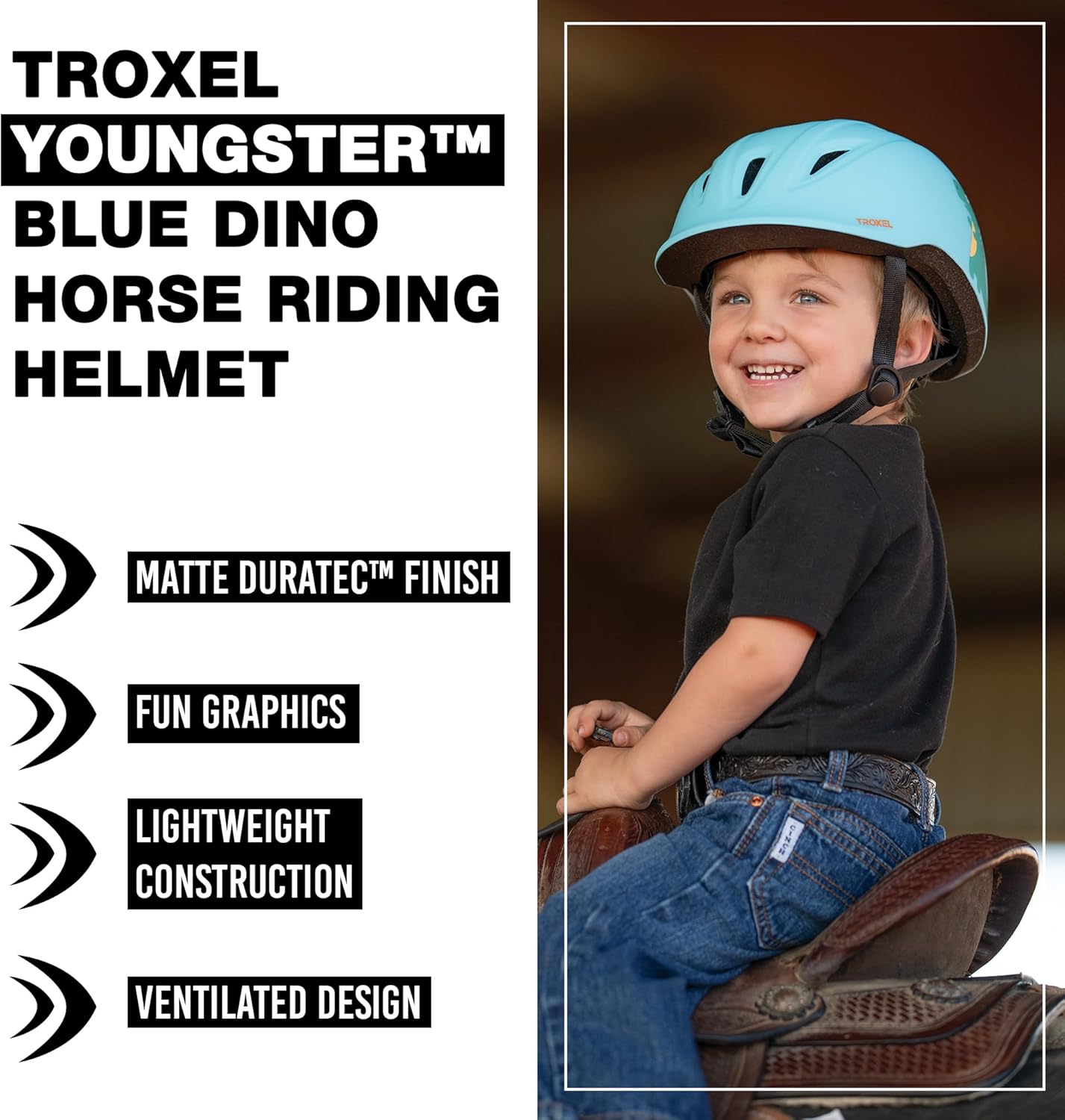 Troxel Youngster Vibrant Horse Riding Helmet, Light, Adjustable Design, Safety Fun Horseback Riding Gear