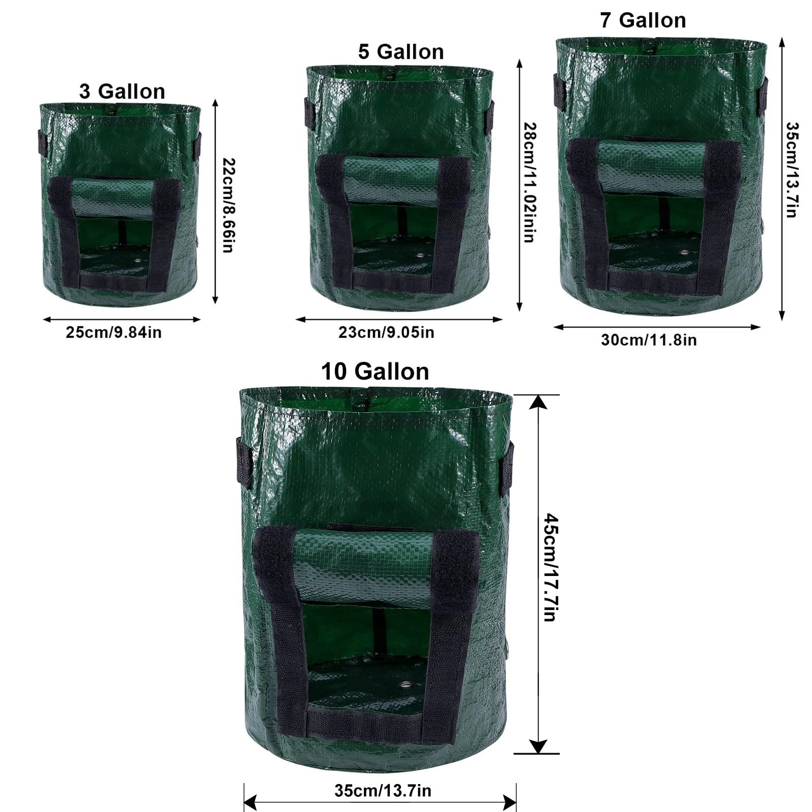 Sacs de Culture Pommes Terre, 3 pièces, 3/5/10 gallons, Sacs Plantes Jardinage, for, tomates, Carottes et Autres conteneurs Plantation légumes pour Plantes(5 Gallon)