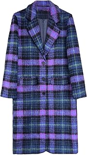 [Sakunaca] チェスターコート レディース ロングコート チェック柄 秋冬 ウール 暖かい 厚手 防寒 防風 膝下丈 韓国風 きれい オシャレ ステンカラー カジュアル 通勤 通学 お出かけ 旅行 トレンチコート 大きい