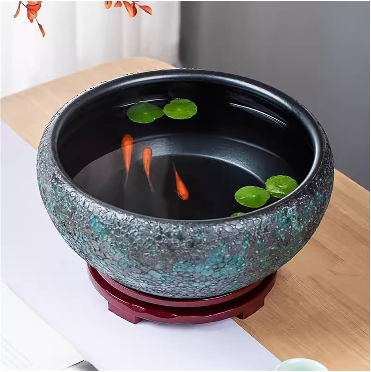 Fish Bowls Hydroponic Plant Container Ceramic Tank Living Room Fish Tank Hydroponic Container Turtle Tank Water Lily Bowl Lotus Flower Pot Indoor Fish Tank Aquarium Entry Fish Tank ( Size : 32cm )