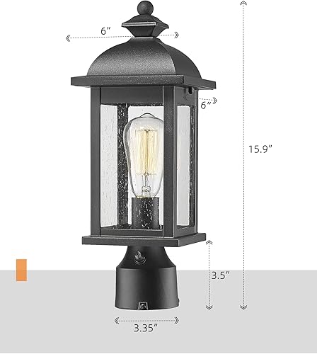Miniatura 6 de FEMILA Aplique de pared exterior, luz de poste al aire libre del atardecer al amanecer, acabado negro mate antioxidante con pantalla de vidrio