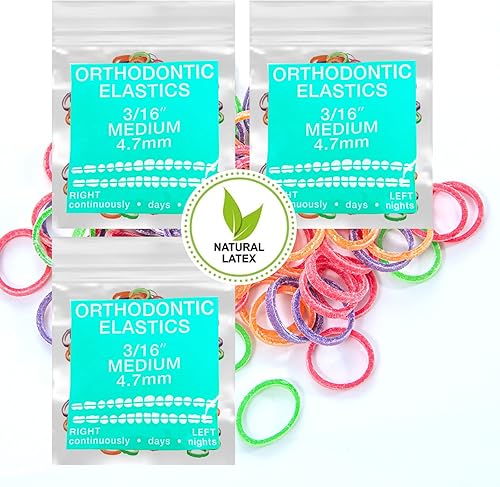 Miniatura 1 de 3 paquetes de 300 bandas elásticas intraorales medianas de 18 pulgadas, bandas elásticas de ortodoncia, elásticas dentales, hechas en EE. UU.