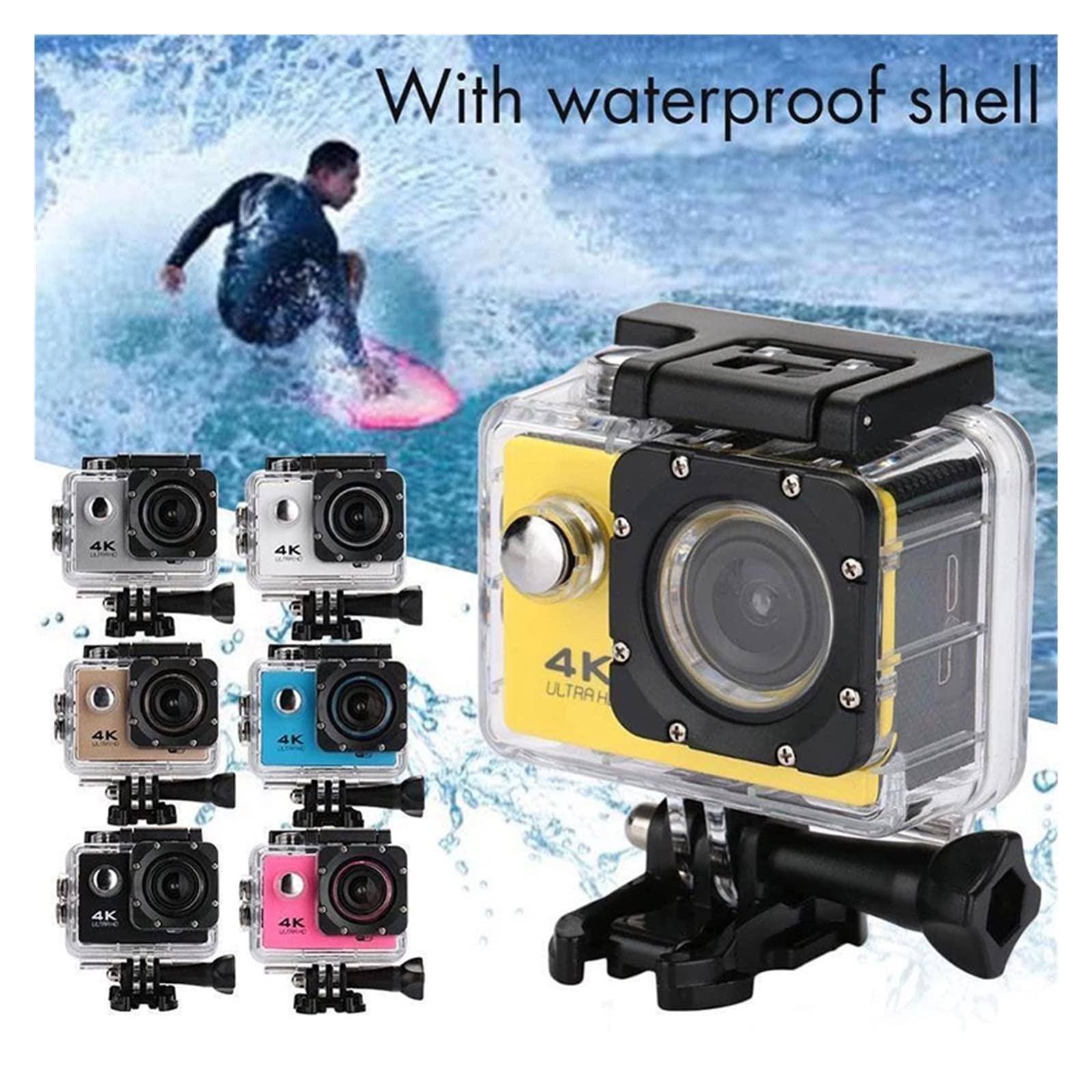 Fotocamera Vlog d'azione Action Camera Ultra HD 4K/30fps 2.0 Pollici 170D subacqueo Impermeabile Videoregistratore Telecamere Sport Cam(Blauw)