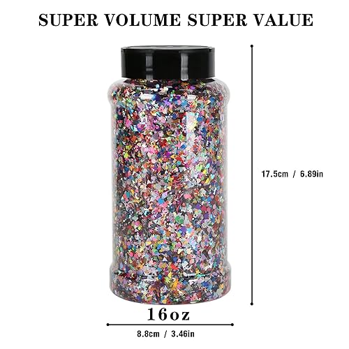 Miniatura 3 de TORC Brillantina gruesa de 16 onzas para formas de colores mixtos, para manualidades, arte de uñas, cosméticos, festivales, maquillaje