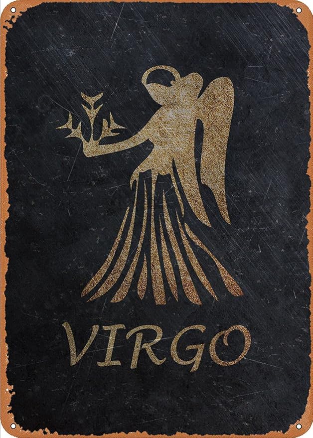 JIUFOTK Virgo Retro Metal Sign Zodiac Tin Signs Home Decor Twelve Constellation Poster Cafe Office Club Wall Decoration Printing Plaque 8x12 Inches