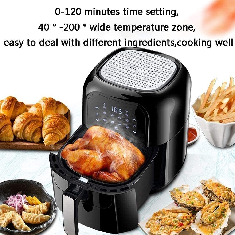 Inteligentna, duża frytkownica beztłuszczowa 1400 W, 5 l z cyfrowym wyświetlaczem, timerem i w pełni regulowaną regulacją temperatury do gotowania niskotłuszczowego i zdrowego beztłuszczowego