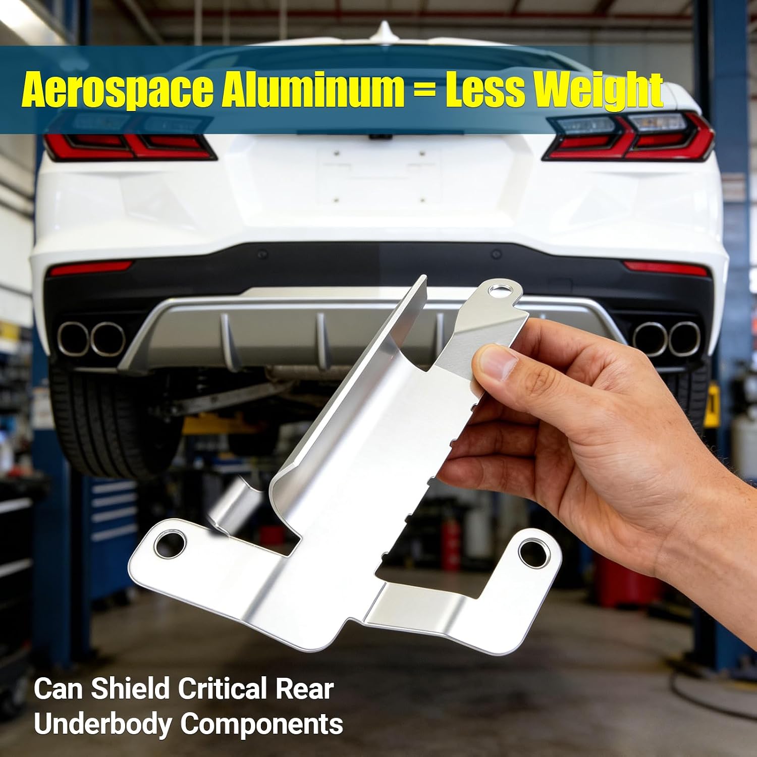 Aluminum Deflector - Passenger Side for 2020-2025 C8 Corvette Stingray | Lightweight aluminum reduces drag & protects engine bay. Simple bolt-on install.