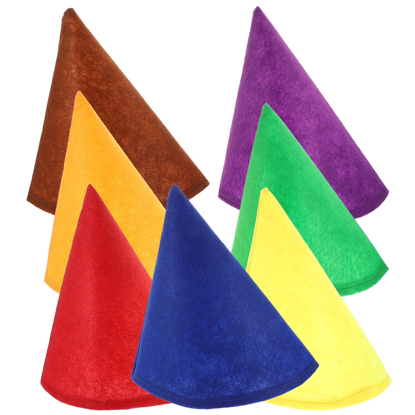 POPETPOP Lot de 7 bonnets d'elfe de Noël et accessoires de fête d'Halloween, couvre-chefs d'elfe colorés en feutre pour costumes de cosplay, chapeaux de fête unisexes pour fêtes de Noël et