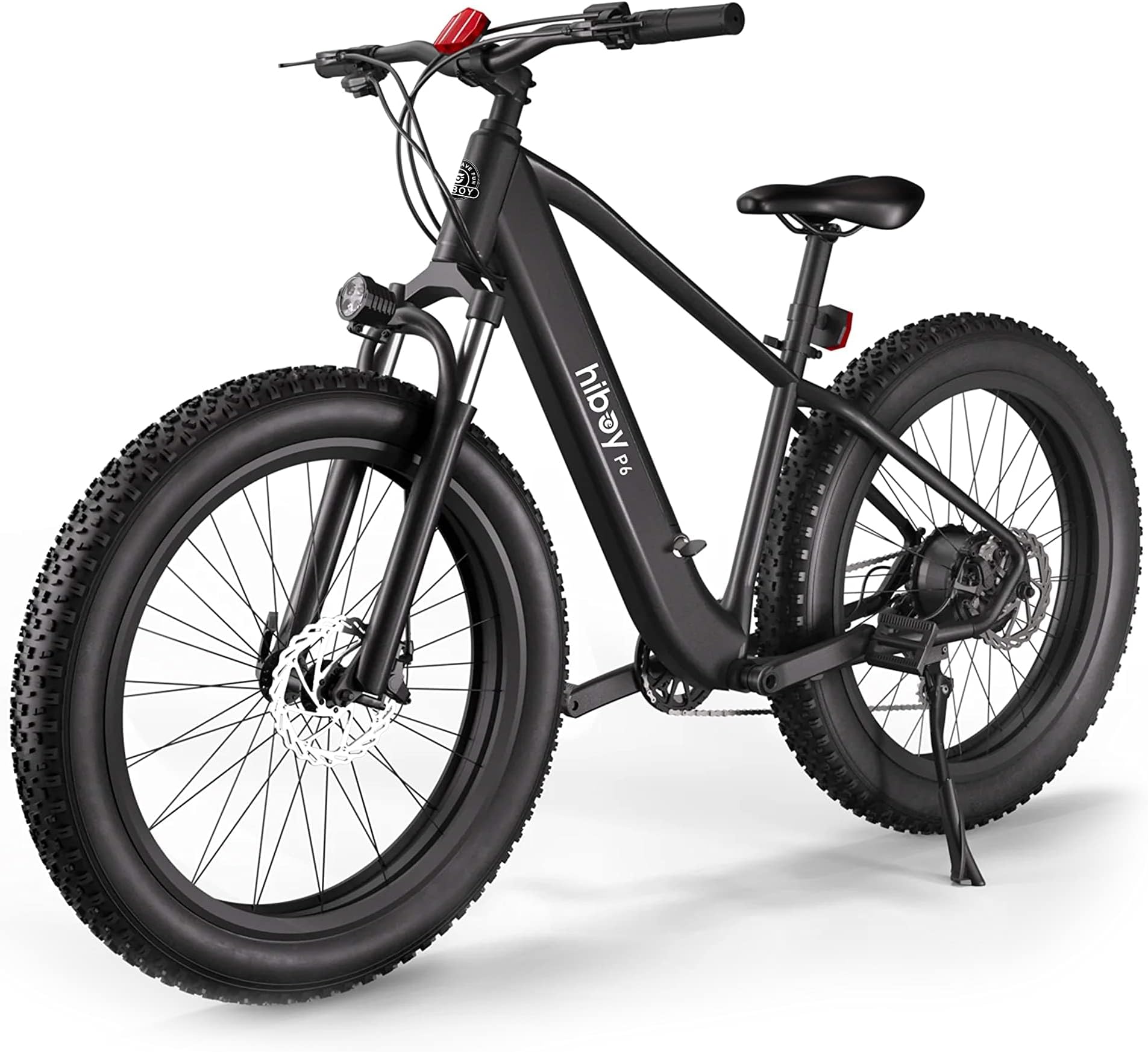 HiboyP6 Electric Bike for Adults, 28MPH 62.1Miles Range 1000W Peak Motor 48V 13Ah Removable Battery Ebike, 26” x 4.0" Fat Tire Electric Bicycle, Shimano 7 Speed, Hydraulic Suspension, UL Certified