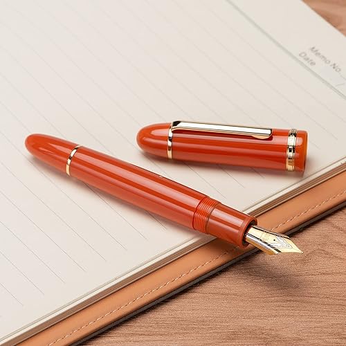 Miniatura 7 de Jinhao X159 - Pluma estilográfica acrílica naranja y rojo # 8 con punta fina para escritura y caligrafía con convertidor de tinta de repuesto