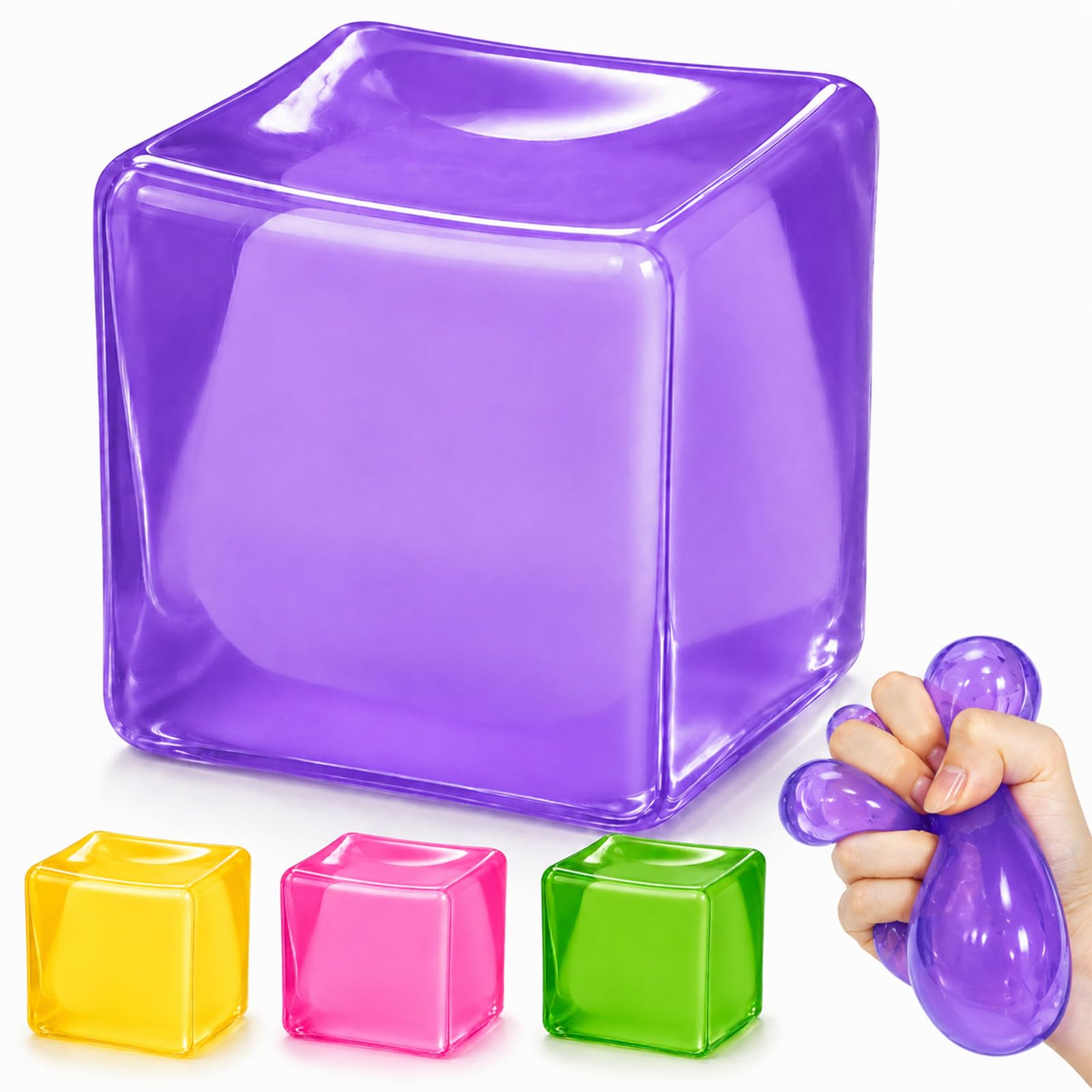 Cube Squishy Toy,Dough Stress Balls Soft,Slow Rising Maltose Ice Cube Toys,Stretchy Squeeze Anxiety Relief Sensory & Focus,Classroom Prize Party Gifts Stuffers for Kids Teen Adults Autism — image 1