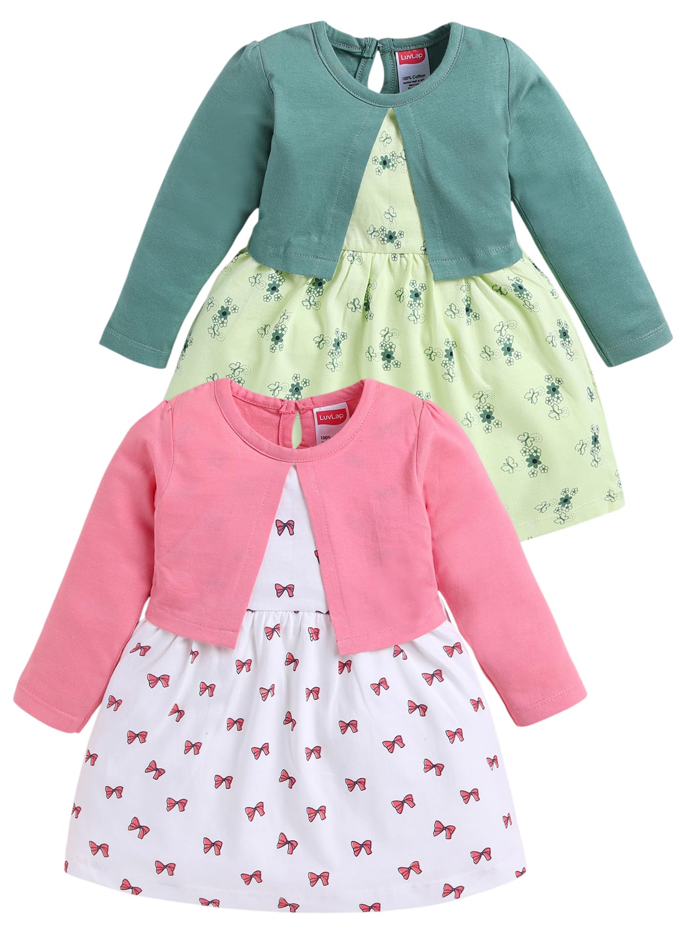 luvlap Baby Girls 100% Cotton Full Sleeve Girl Frock, Pack of 2-picture-22