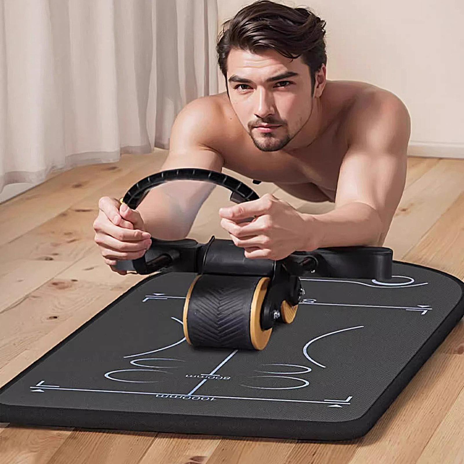 Il tappetino per gli esercizi con il rullo addominale La ruota addominale | Il tappetino protettivo da allenamento Adatto per le attività di fitness, yoga e pilates