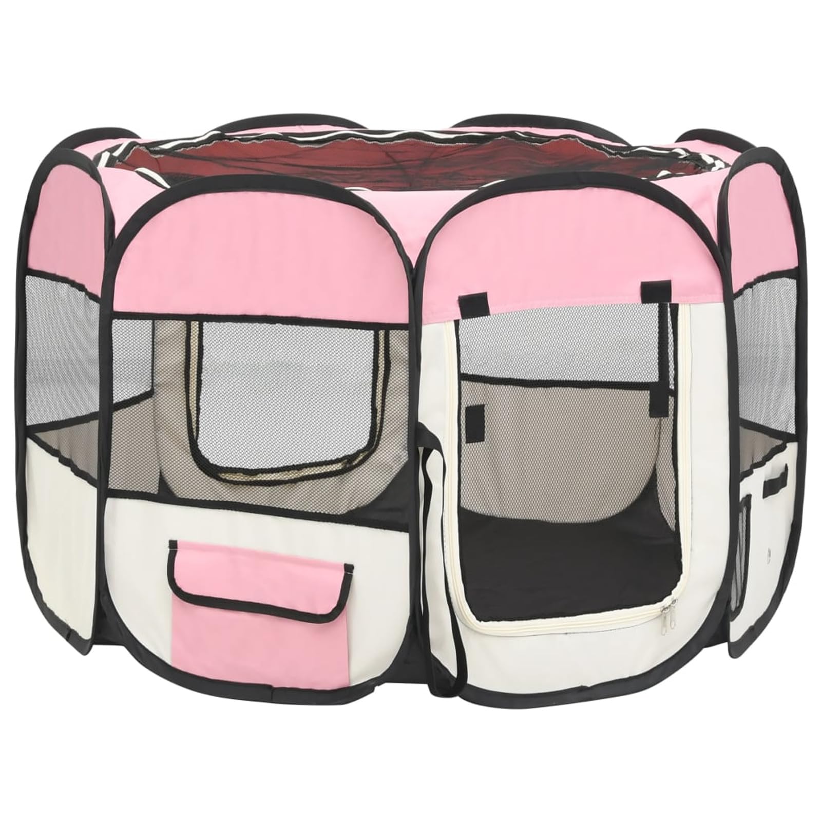 Homgoday Klatka dla psa, składany kojec dla psa z torbą transportową różową 90 x 90 x 58 cm, klatka dla psa wewnętrzna klatka dla psa Kennel dla psów klatki dla psów ogrodzenie dla psa na zewnątrz