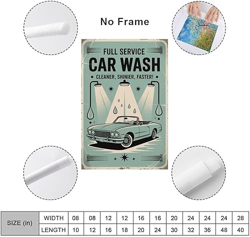 Miniatura 2 de Full Service Car Wash Service Vintage Poster Retro Auto Cleaning Wall Art Suitable for Garage Cafe Or Bar Printing Posters Unframe-style
