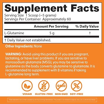 Doctors Best Pure L Glutamine Powder Supplement for Men & Women - L-Glutamine 5g Per Serving, Amino Acid Support, Supports Muscle Mass & Strength, Non-GMO, Gluten Free, Soy Free, Vegan - 10.6 oz