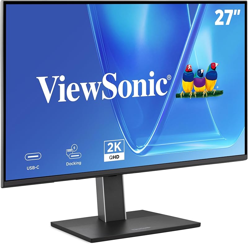 VG2758-2K Monitor de acoplamiento 1440p de 27 pulgadas, pantalla IPS con USB-C de 100 W para una productividad fluida en el hogar y la oficina, ajuste ergonómico total, RJ45, HDMI, concentrador USB de 5 puertos y entradas DisplayPort
