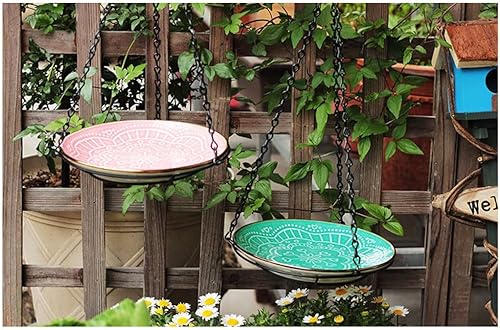 Miniatura 5 de Comedero para pájaros Bird Feeder for Outdoor Wrought Iron Water Feeder Metal Hanging Ceramic Bird Bath Wild Bird Feeder for Outside and Garden