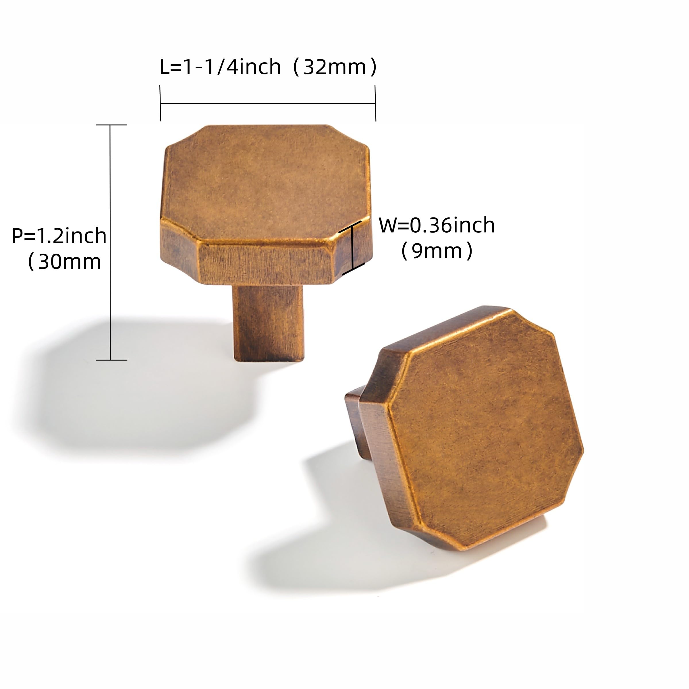 KHTUMEWARE-DB346 Geometric Knob, Antique English Brass, 1-1/4 in (32 mm), 10-Pack in Antique English Brass — KHTUMEWARE