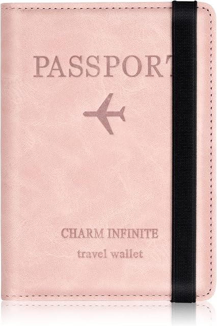 Passport Holder Cover, PU Leather RFID Travel Wallet Case Organiser Accessories, UK Passport Cover for Passport, Business Cards, Credit Cards, Boarding Passes (Pink)