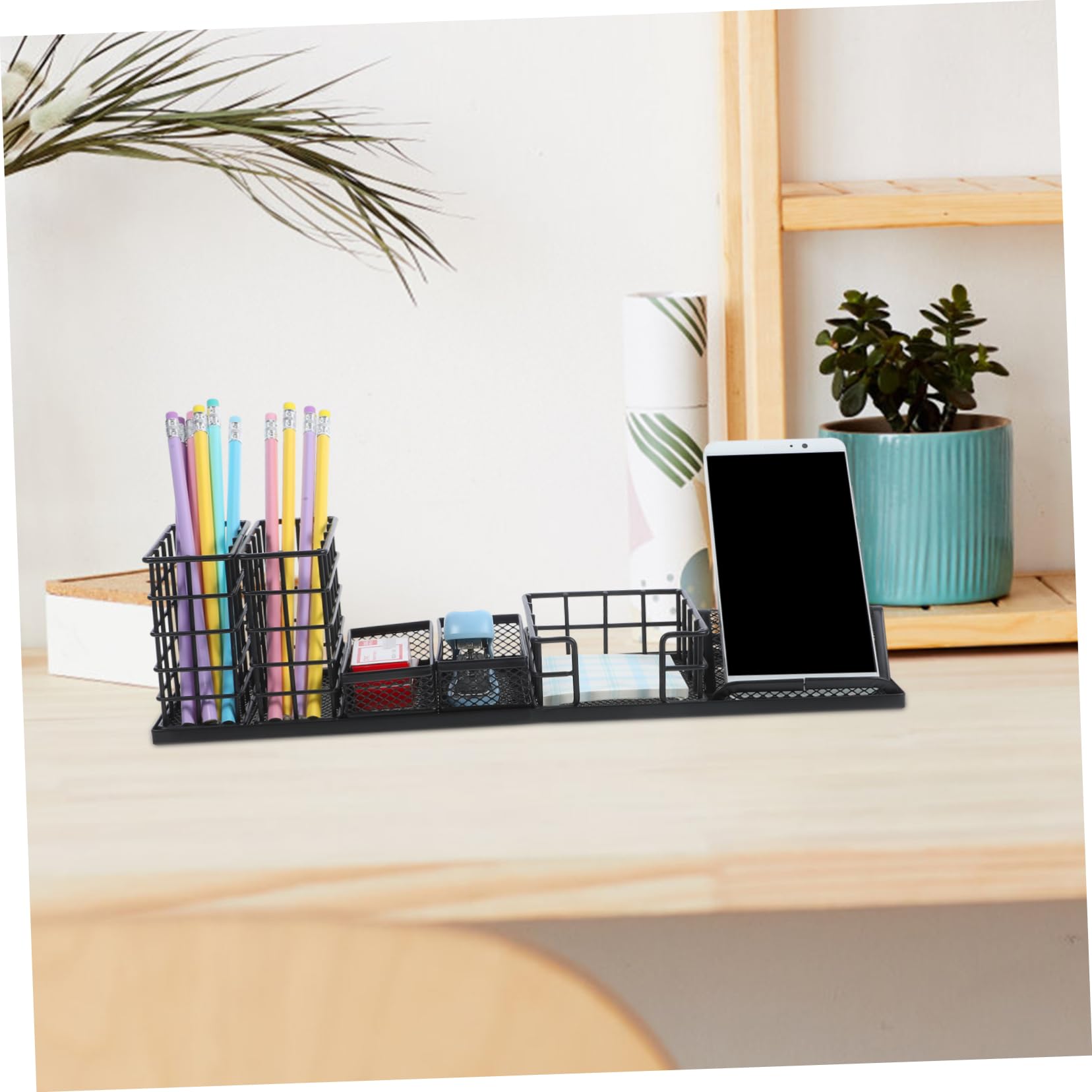 Set Di 7 Organizer Da Scrivania in Metallo Nero Per Cancelleria E Ufficio Con Organizer Da Scrivania Multi-griglia Per Trucchi