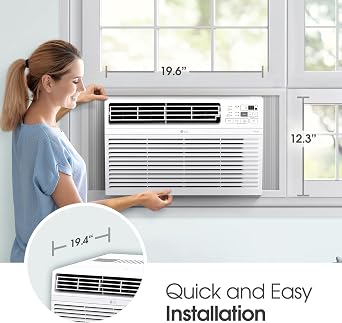 LG 10000 BTU Window Air Conditioners [2023] Remote Control WiFi App Ultra-Quiet Washable Filter Cools 450Sq.Ft for Medium & Large Room AC Unit air conditioner Easy Install White LW1017ERSM1
