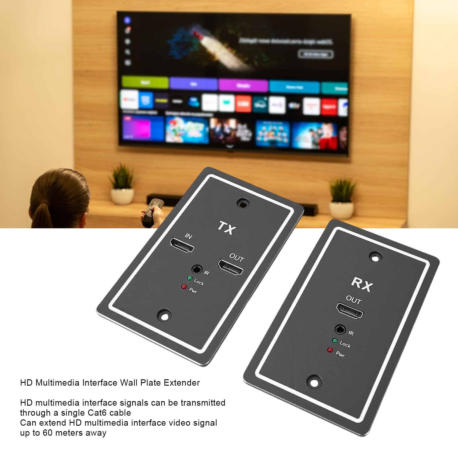 GOWENIC 2 Pièces Extendeur sur Cat6 Plaque Murale pour Cinéma Maison