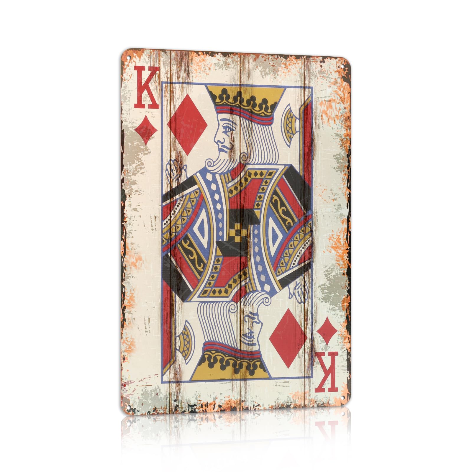 Scvgfdxzs Tin-18 Vintage Poker Metal Sign King Of Dianmonds Tin Sign Playing Card Wall Sign Man Cave Home Wall Decor 12X16 Inch