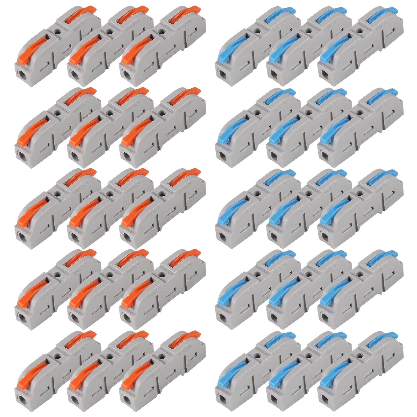 Photo 1 of 30Pcs Quick Connect Electrical Splicing Wire Connectors Kit Lever Wire Connectors Compact Butt Splice Inline Terminals AWG 28-12 1 in 1 Out Insulated Terminal for Home Terminal Block Connector