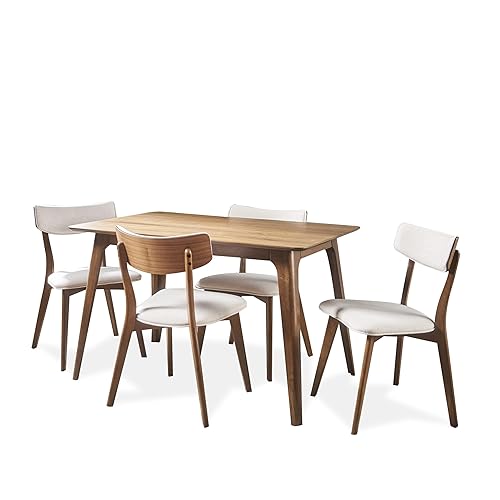 Christopher Knight Home Megann Mid-Century Wood Dining Set with Fabric