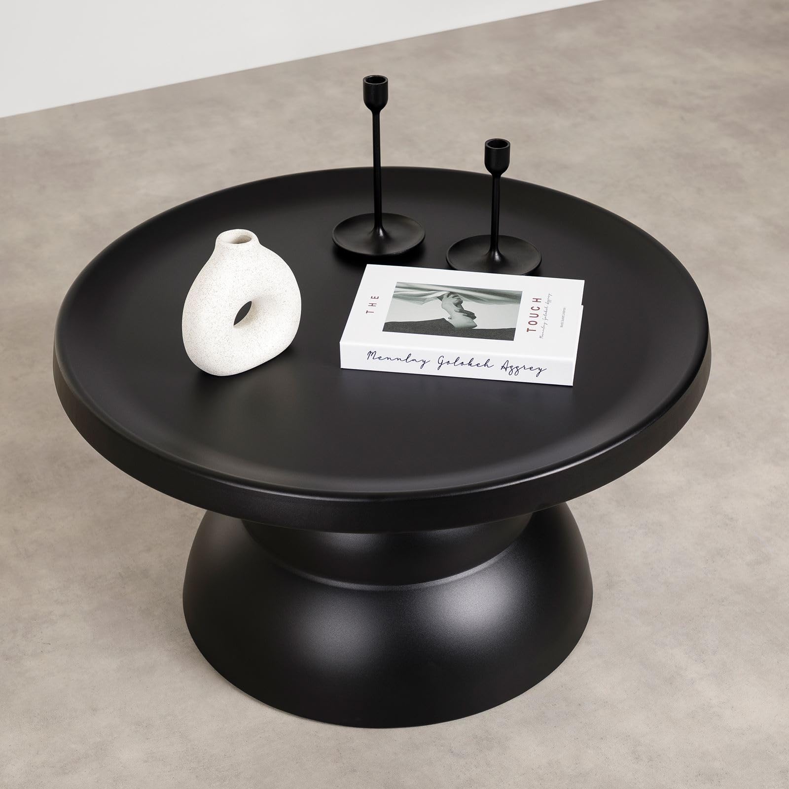IDIMEX Couchtisch Loris 70 cm Durchmesser, Schwarz – runder Wohnzimmertisch aus Metall mit pulverbeschichteter Oberfläche für modernes Ambiente