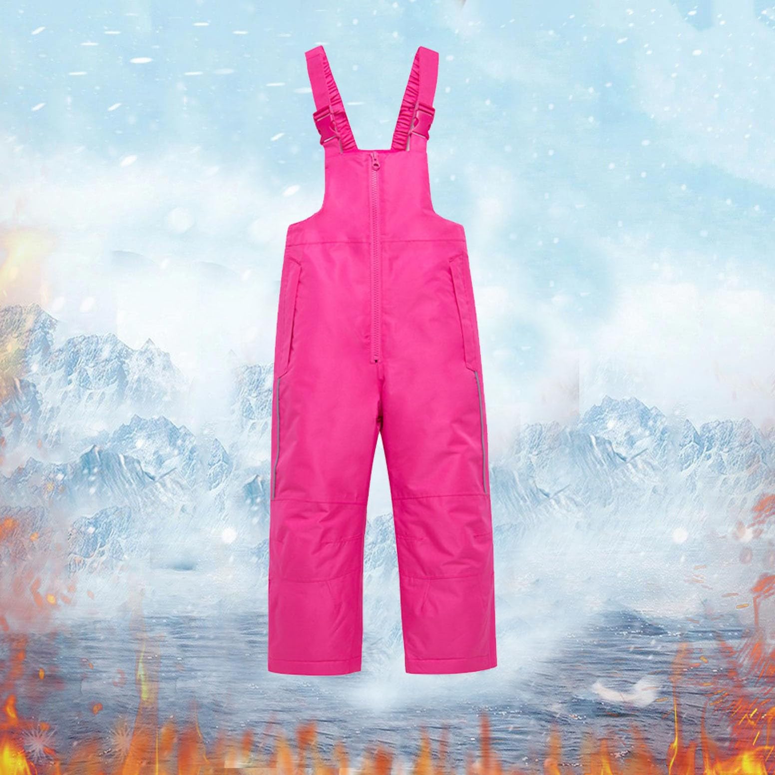 Generisch Pantalon de ski d'extérieur uni, chaud et respirant pour enfants