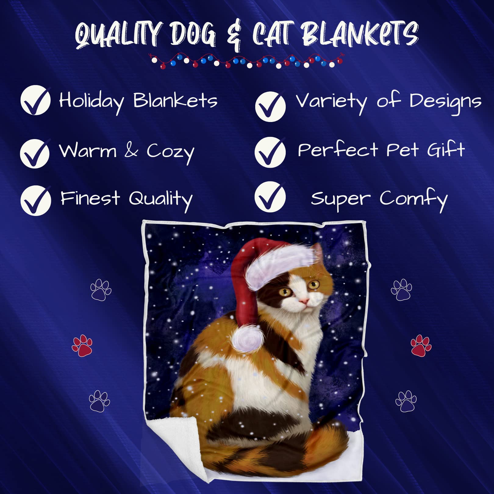 Doggie of the Day British Shorthair Cat Blanket - Let it Snow - Super Soft & Warm Pet Theme for Sofa or Bed, Warm Fleece, Sherpa or Woven Material, BLNKT162206 (30x40 Fleece)