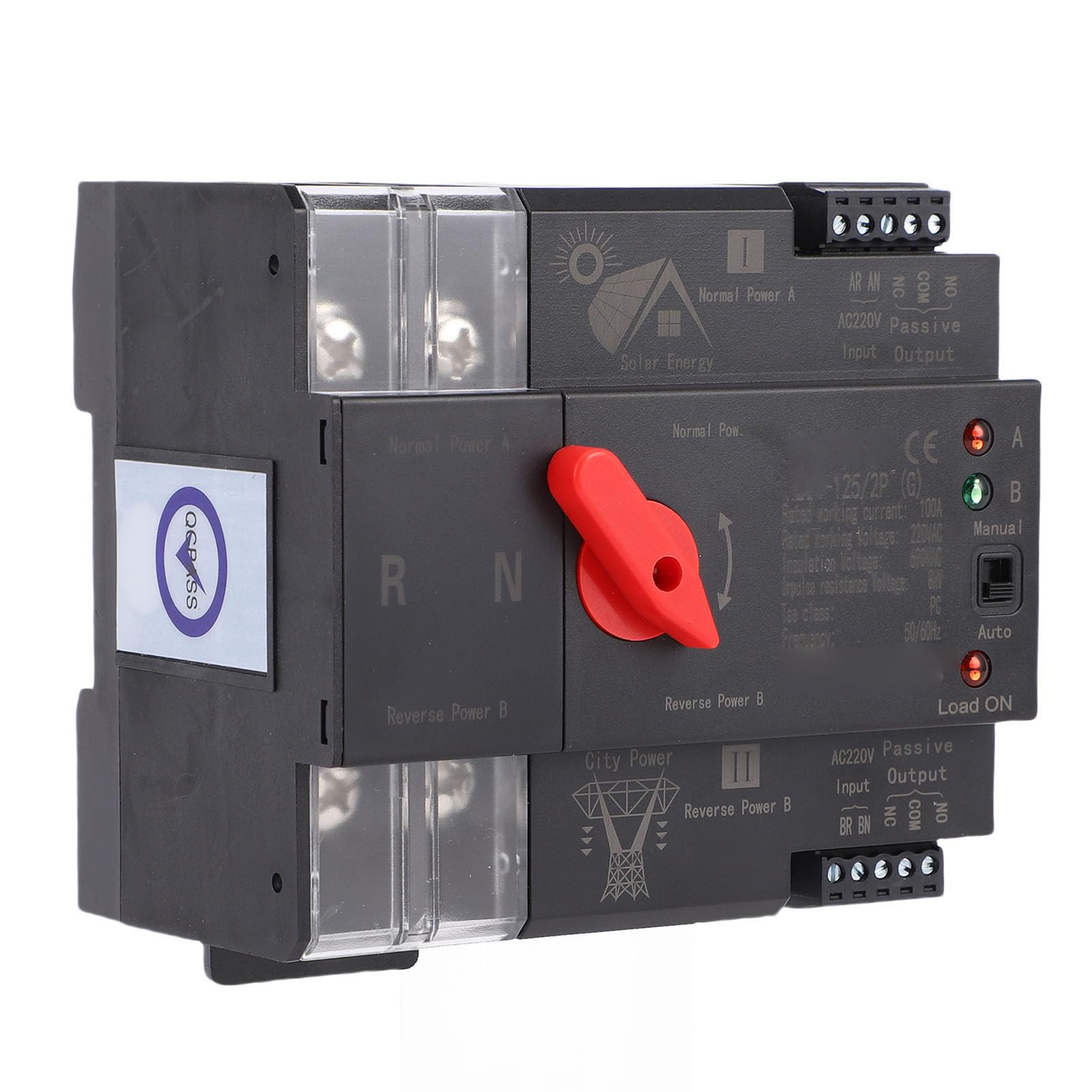FTVOGUE Przełącznik Automatyczny Dwubiegunowy 100A, Solidny materiał, do