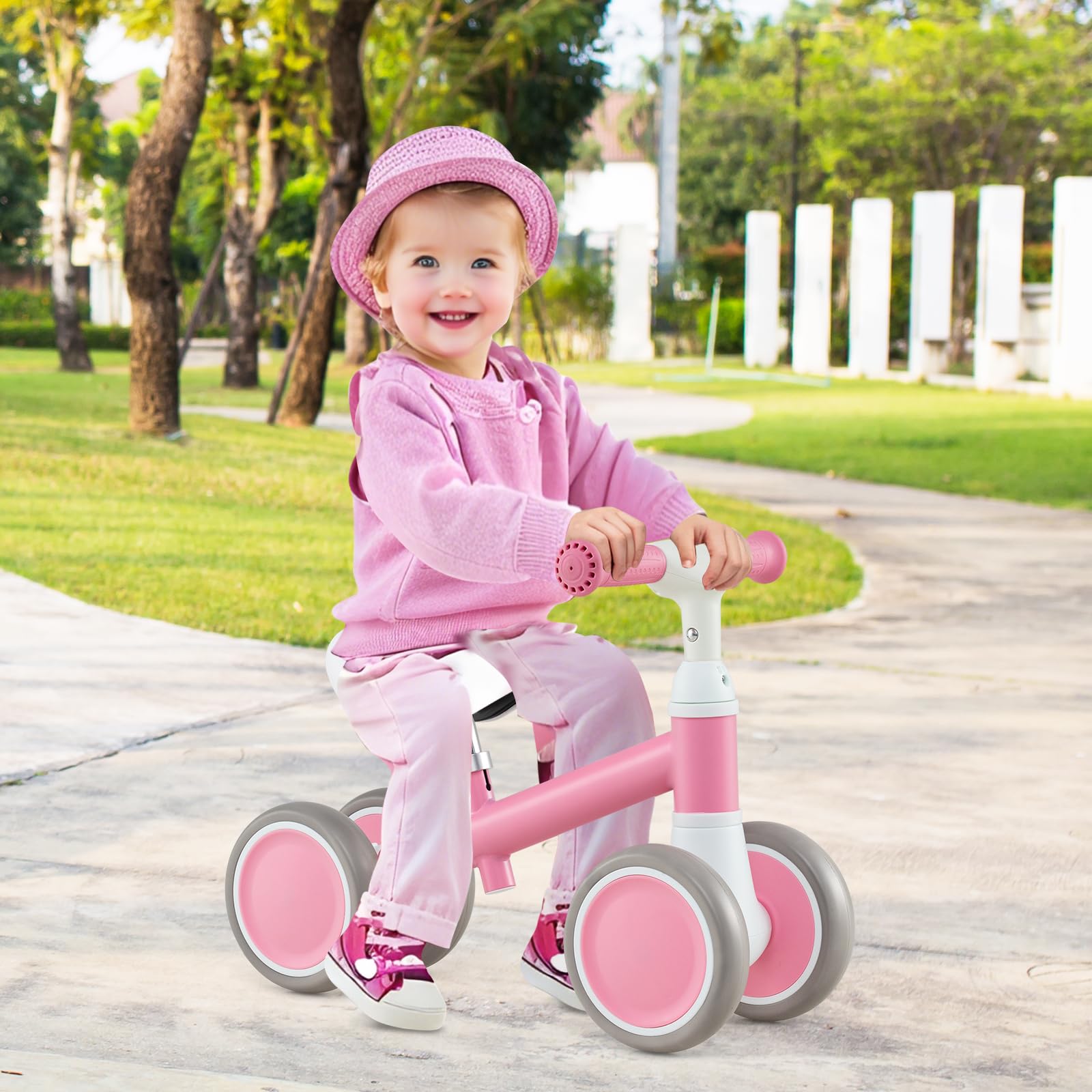 SOARS Bicicletta Senza Pedali Bambini 1-3 Anni, Balance Bike con Seduta Regolabile 26,5-31,5 CM, 2 Ruote EVA Antiscivolo, Volante Sterzo Limitato a 80°, Carico 25 KG, Regalo Bambina